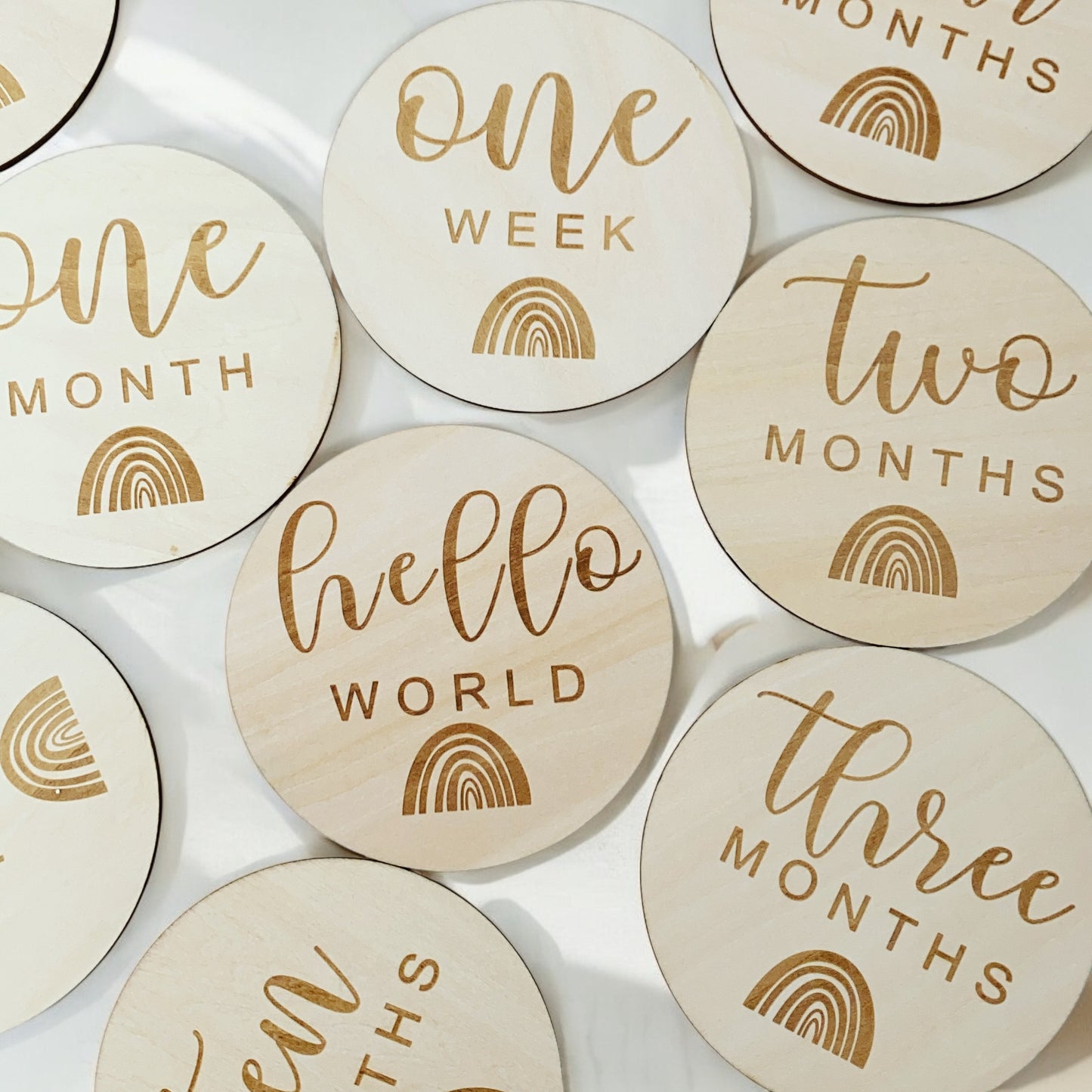 Rainbow Newborn Monthly Milestone Discs- Wood