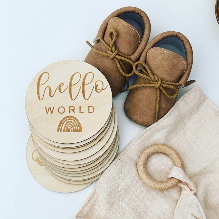 Rainbow Newborn Monthly Milestone Discs- Wood