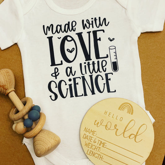 Made With Love & A Little Science -Personalised Newborn Onesie