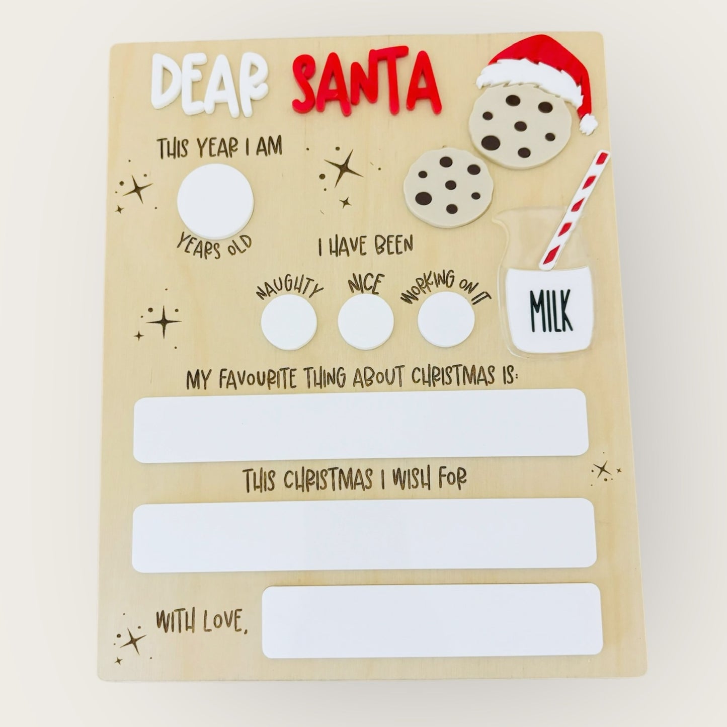 Dear Santa Board- Milk & Cookies