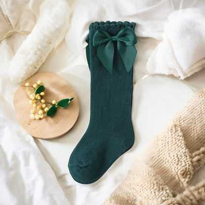 Christmas Green Bow Cotton Knee High Newborn-Toddler Socks