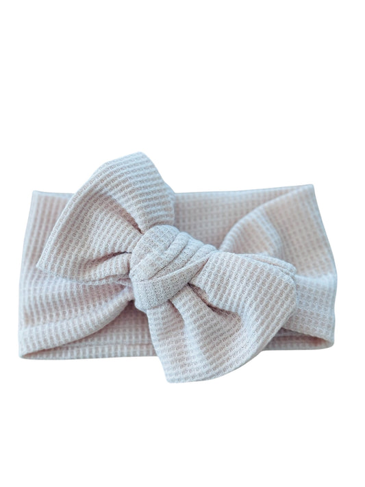 Cream Waffle Bow Newborn Head Band