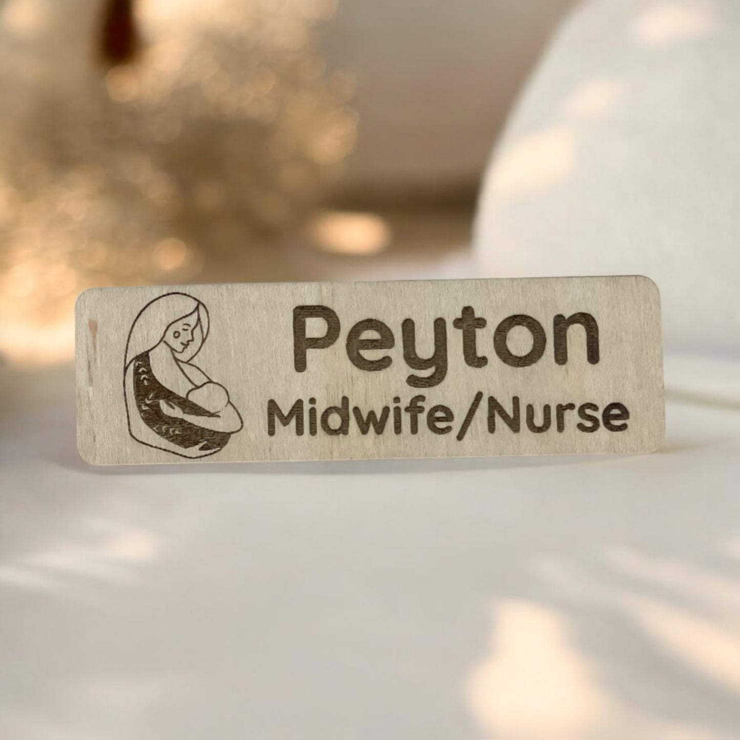 Wooden Name Badge- Profession With Picture