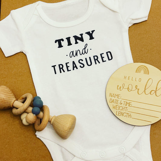 Tiny But Treasured-Personalised Newborn Onesie