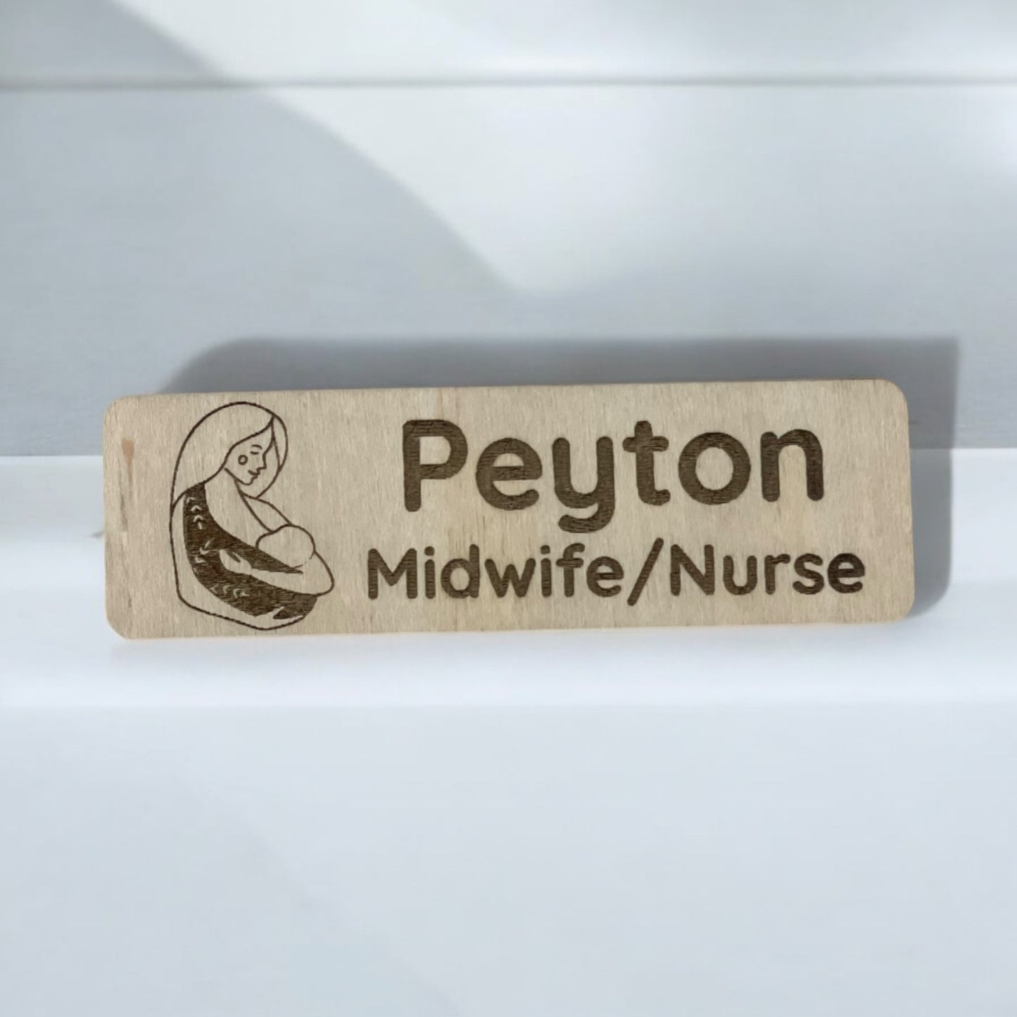 Wooden Name Badge- Profession With Picture