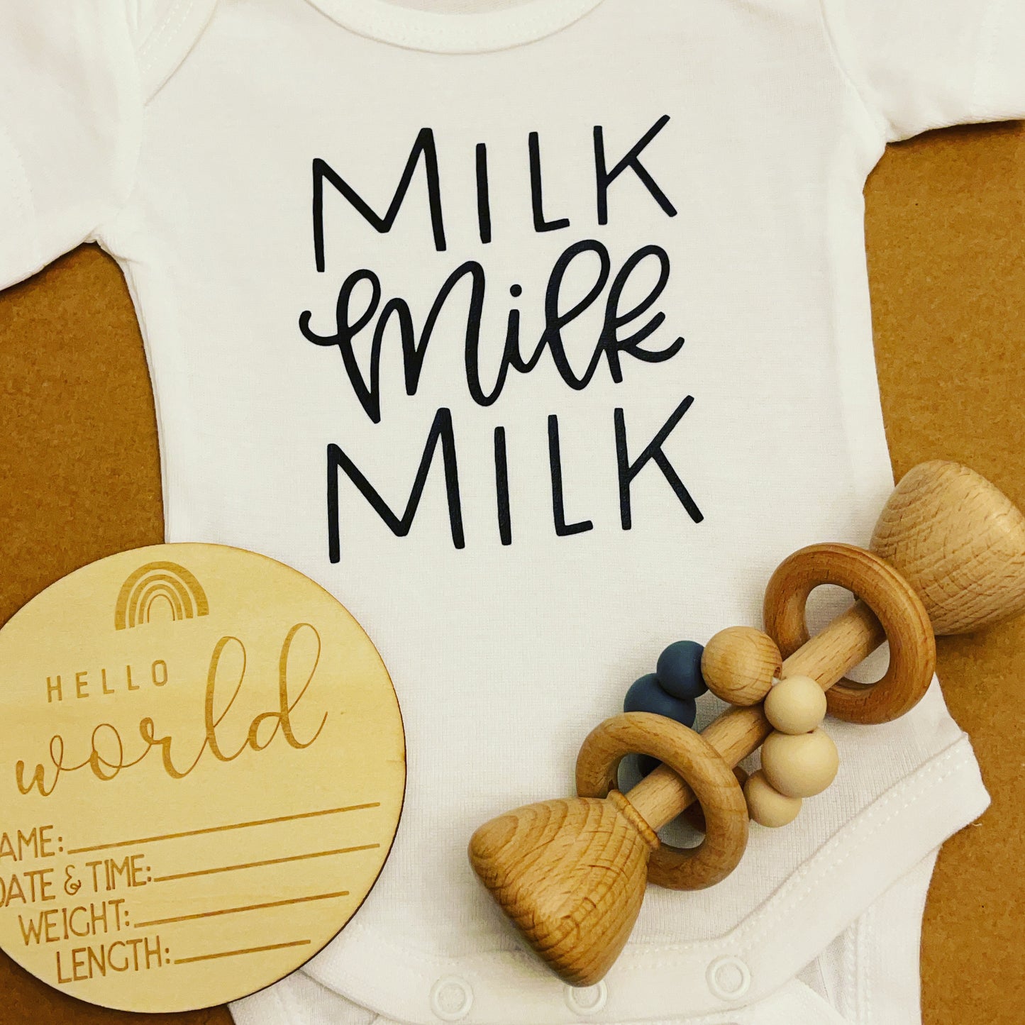 Milk Milk Milk -Personalised Newborn Onesie