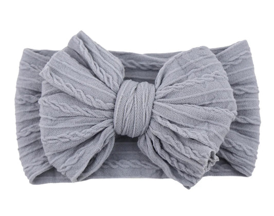 Grey Big Knot Bow Newborn Head Band