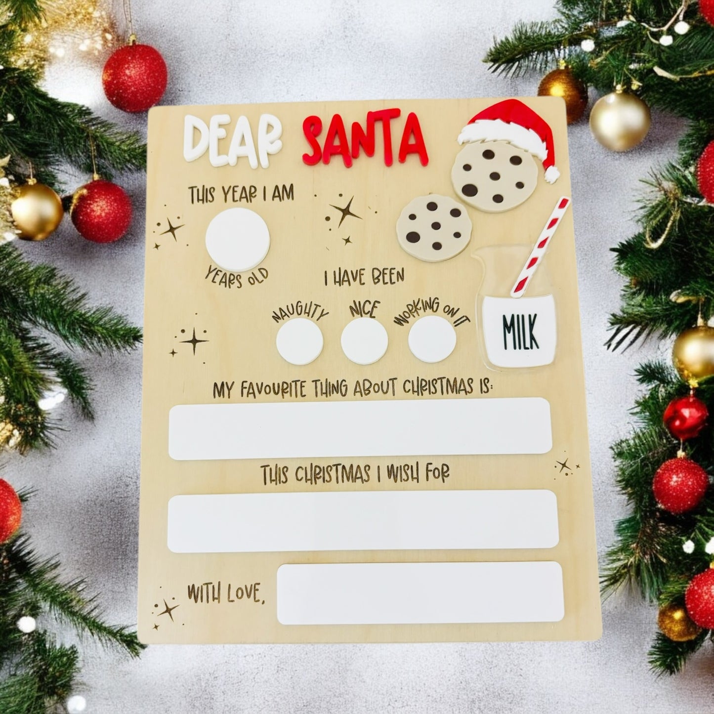 Dear Santa Board- Milk & Cookies