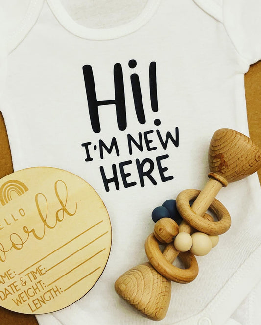 Hi I’m New Here-Personalised Newborn Onesies