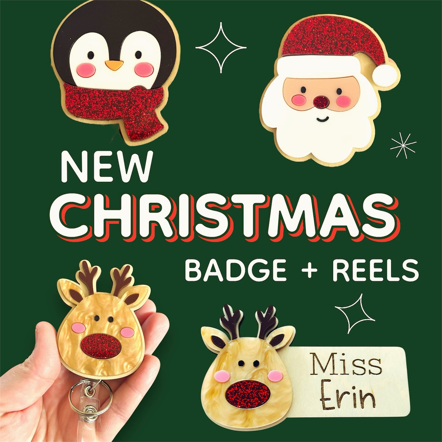Custom Christmas Badge Reel + Name Plate