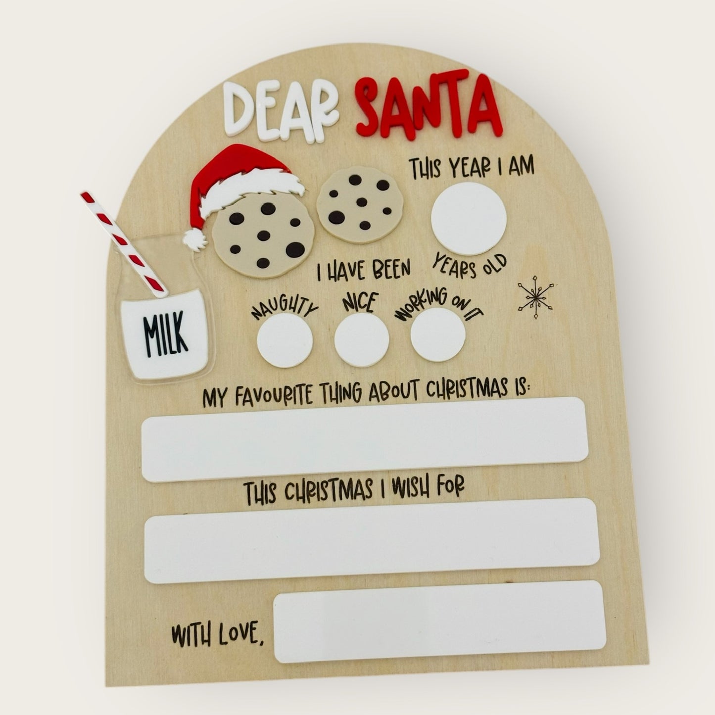 Dear Santa Board- Milk & Cookies