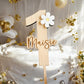 Birch Wood + Acrylic Daisy Cake Topper- Personalised