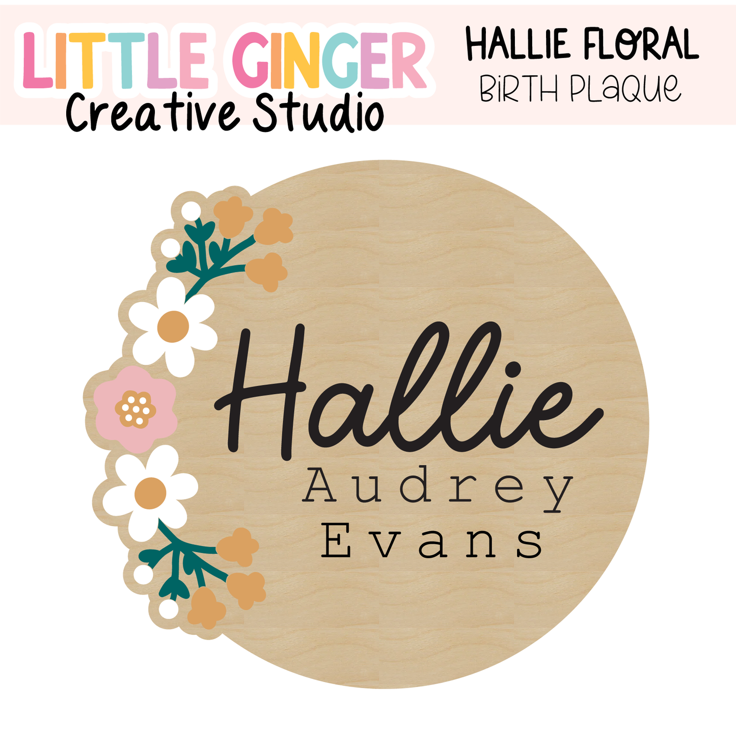 Floral Birth Plaque