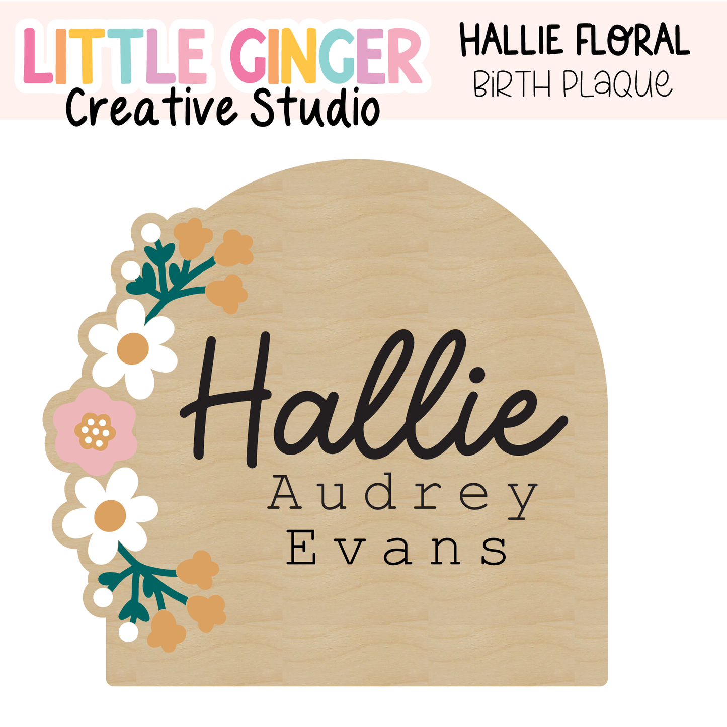 Floral Birth Plaque