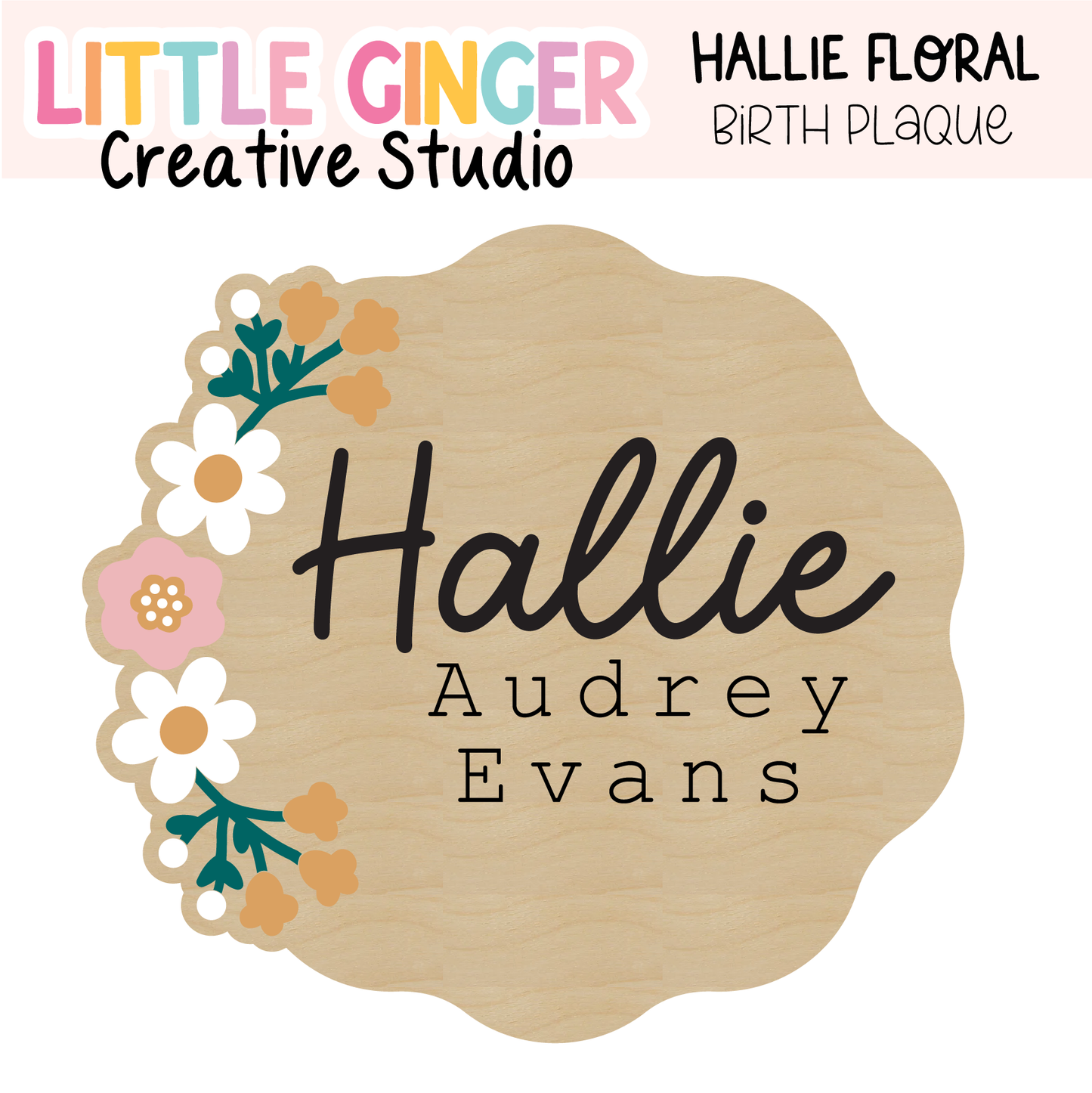 Floral Birth Plaque