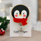 Christmas Penguin Badge Reel- Acrylic + Birch Wood