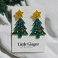 Acrylic Christmas Tree Earrings with Yellow Star