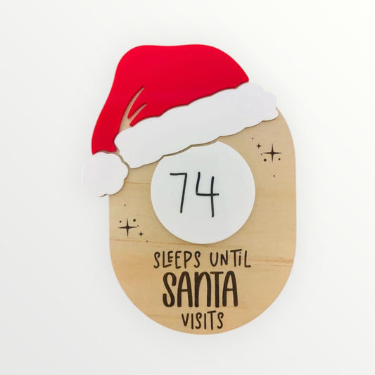 Sleeps Until Santa Visits Countdown Board