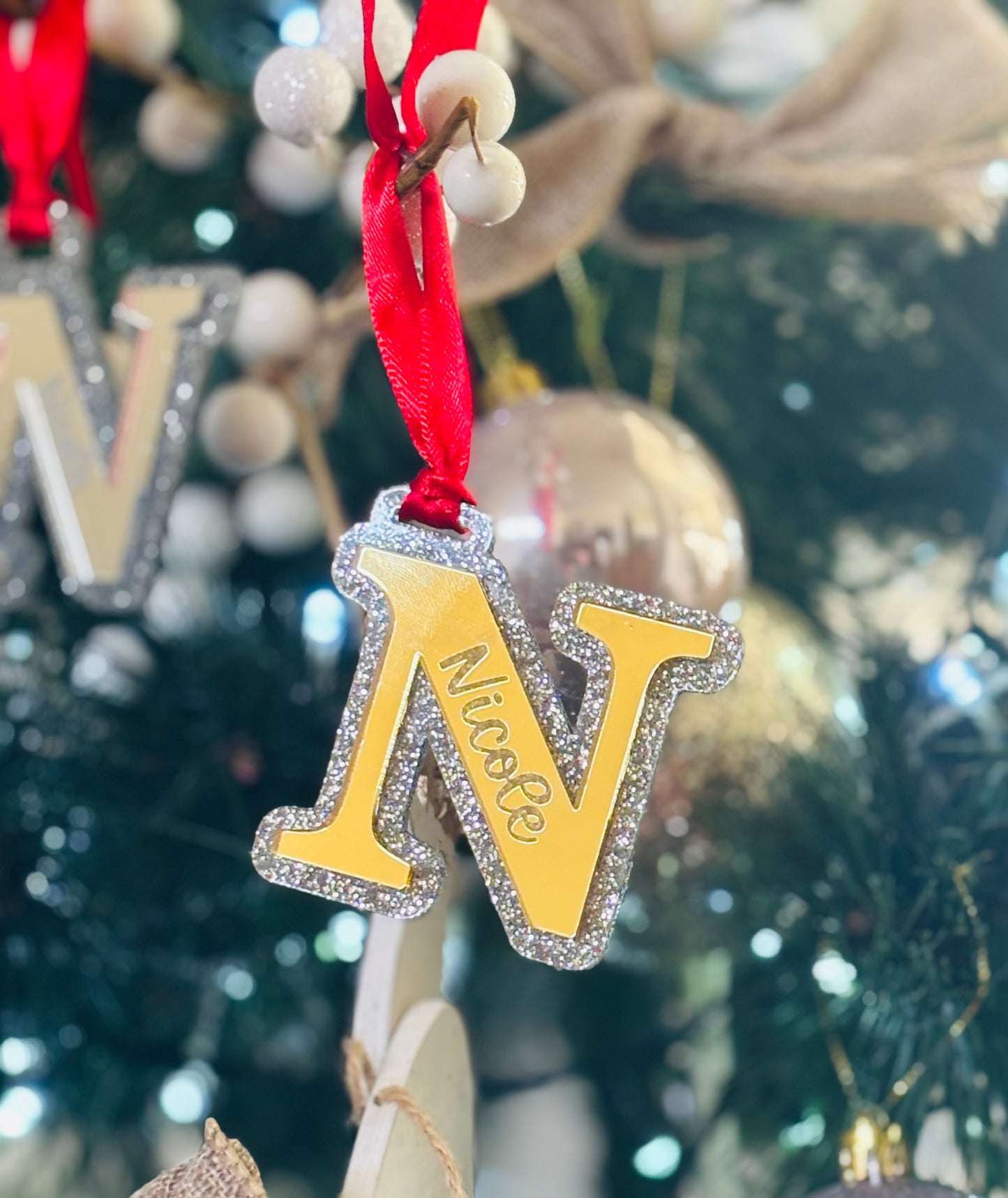 Custom Christmas Mirror Letter Ornaments
