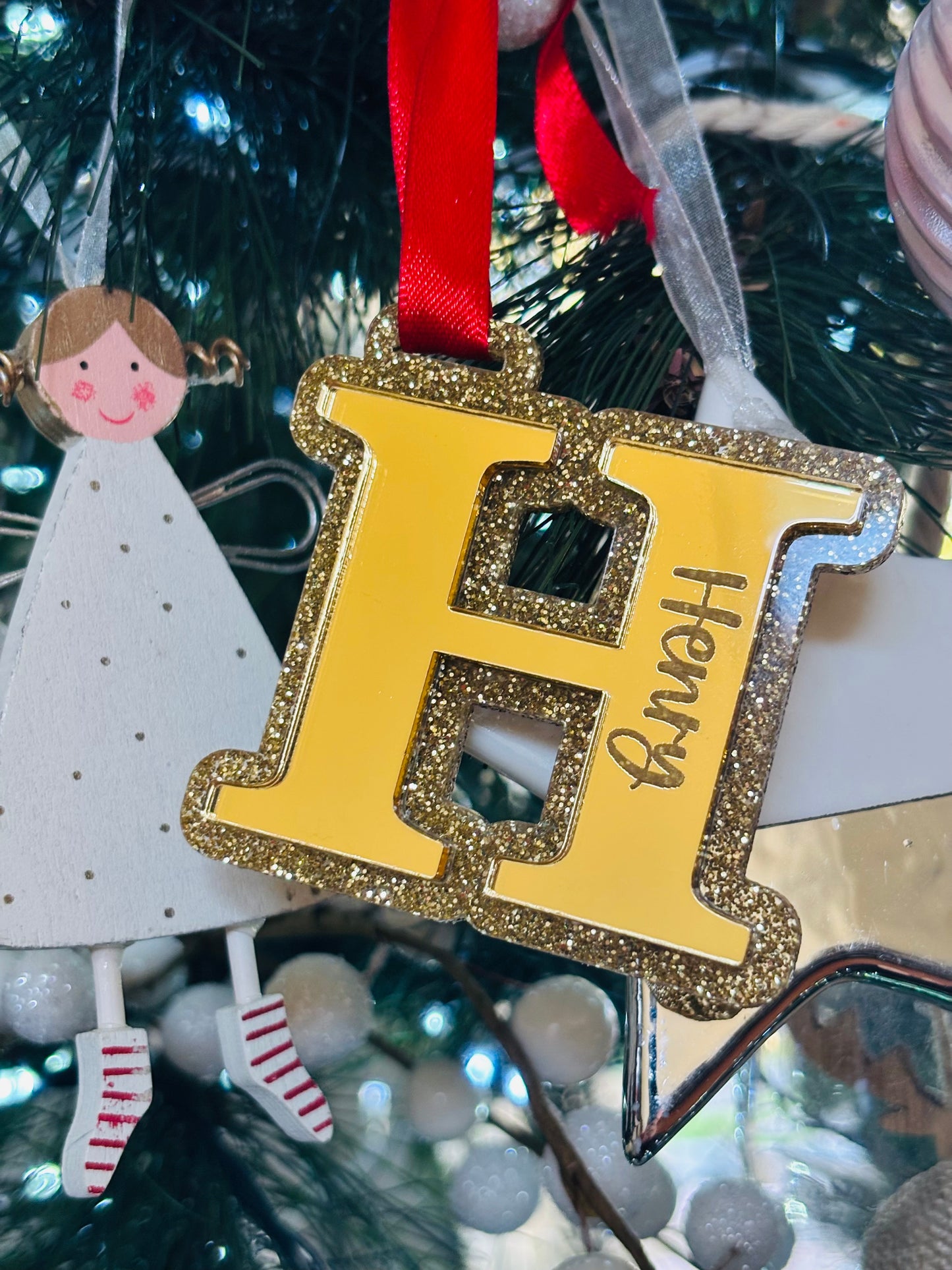 Custom Christmas Mirror Letter Ornaments