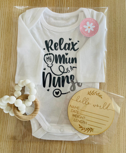 Relax My Mum is a Nurse -Personalised Newborn Onesie