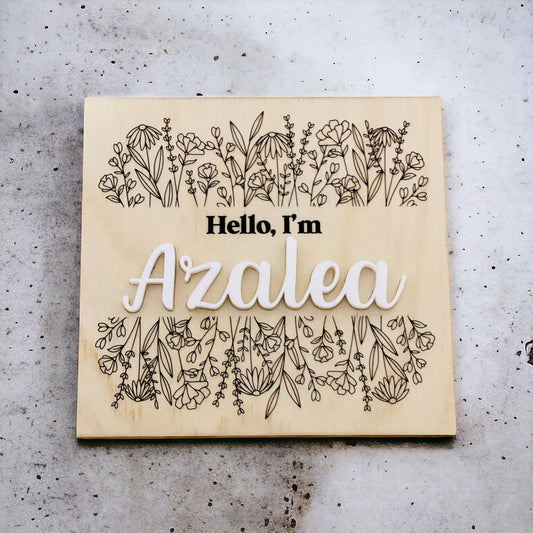 Custom Floral Name Plaque