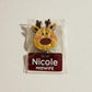 Christmas Rudolf Badge Reel- Acrylic + Birch Wood