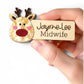 Rudolf Personalised Acrylic + Birch Wood Name Badge