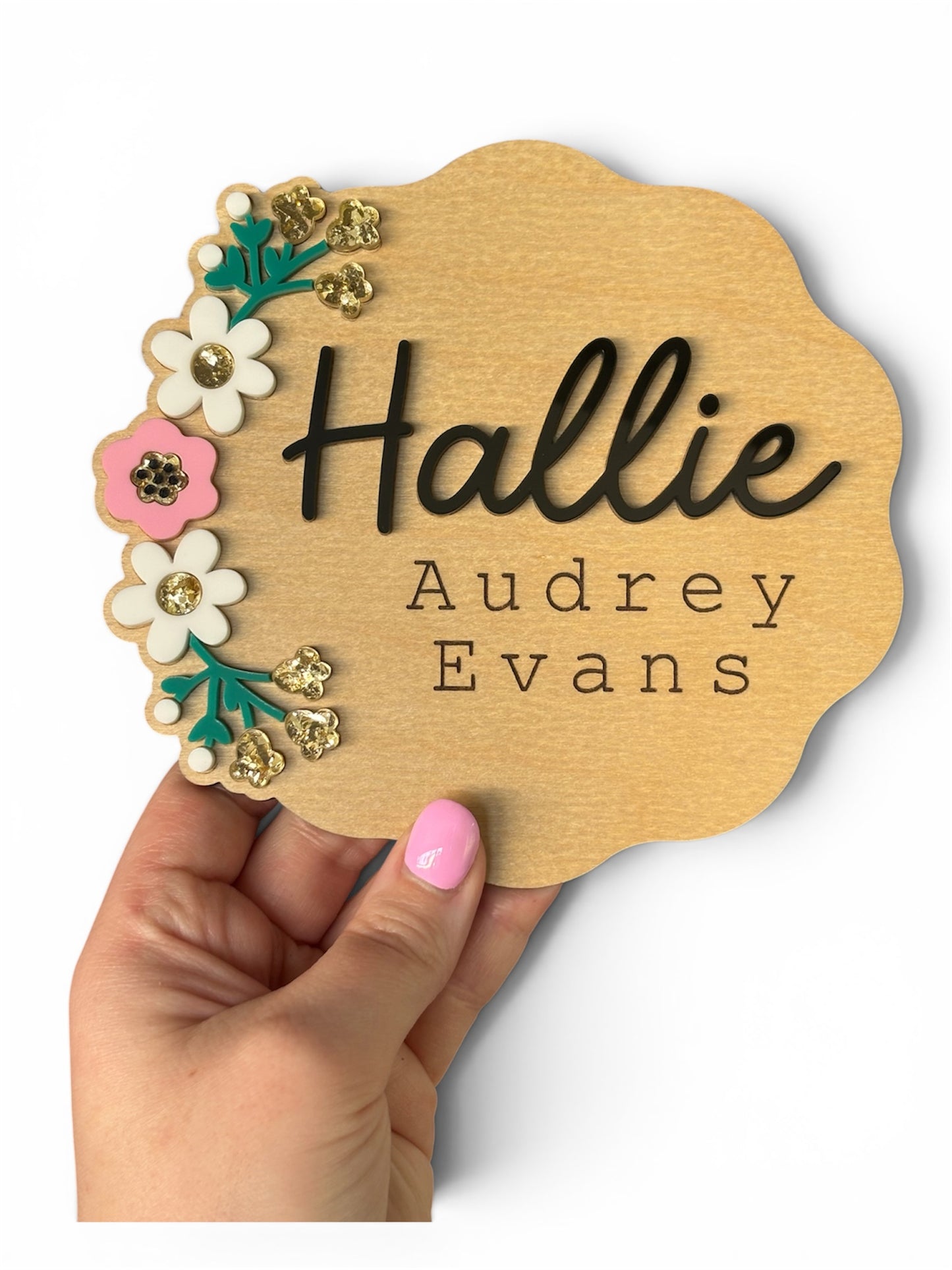 Floral Birth Plaque