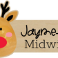 Rudolf Personalised Acrylic + Birch Wood Name Badge